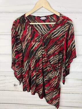Zoey Beth Plus Size 1X Abstract Stripe Surplice Asymmetrical Tunic